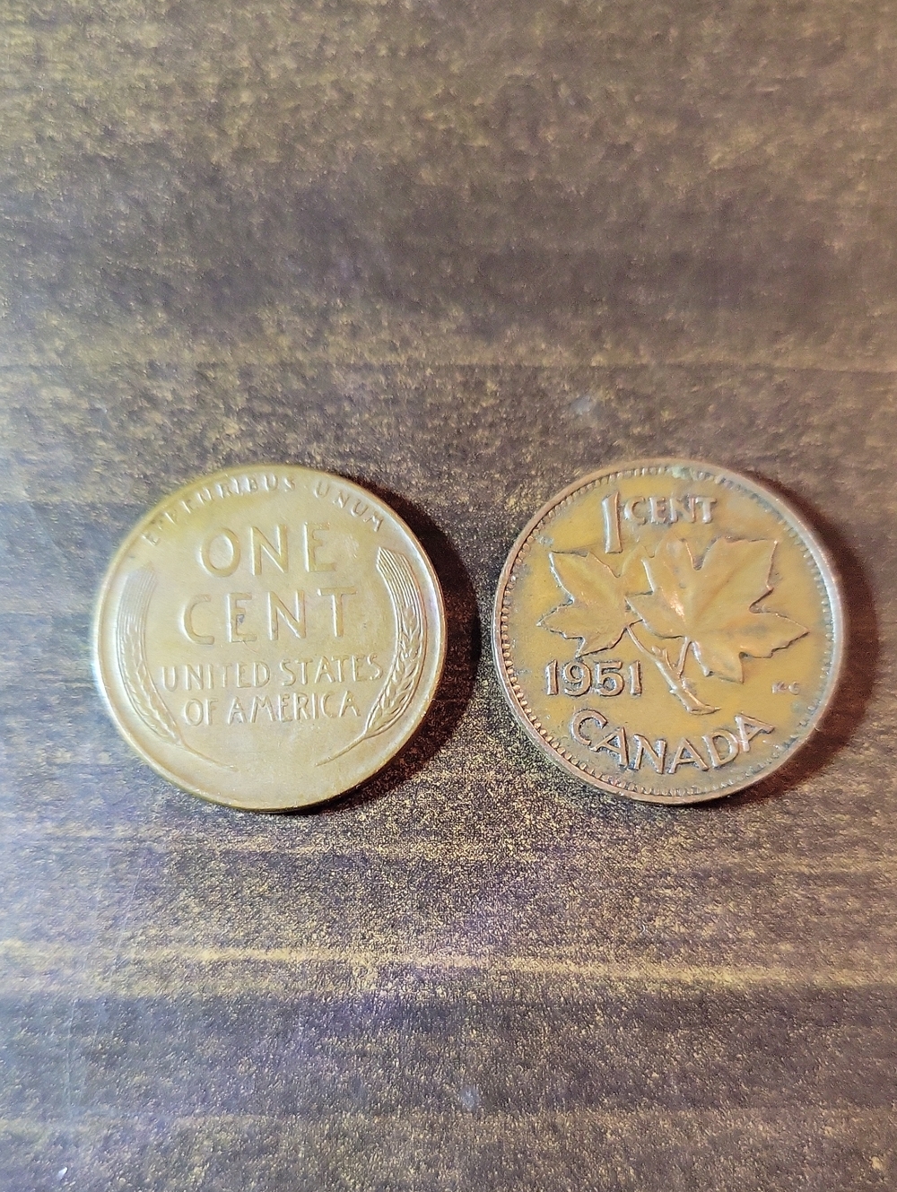 Vintage 1951 One Cent Coins in Brown Copper Tones
